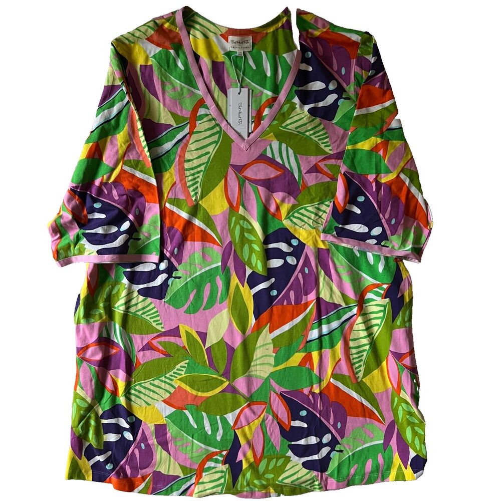 TRINA TURK x Bed Head Kaftan L/XL Tropical Cotton Oversize NWT